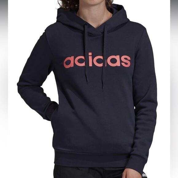 Adidas Fleece Hoodie Navy Pink - Picture 2 of 5
